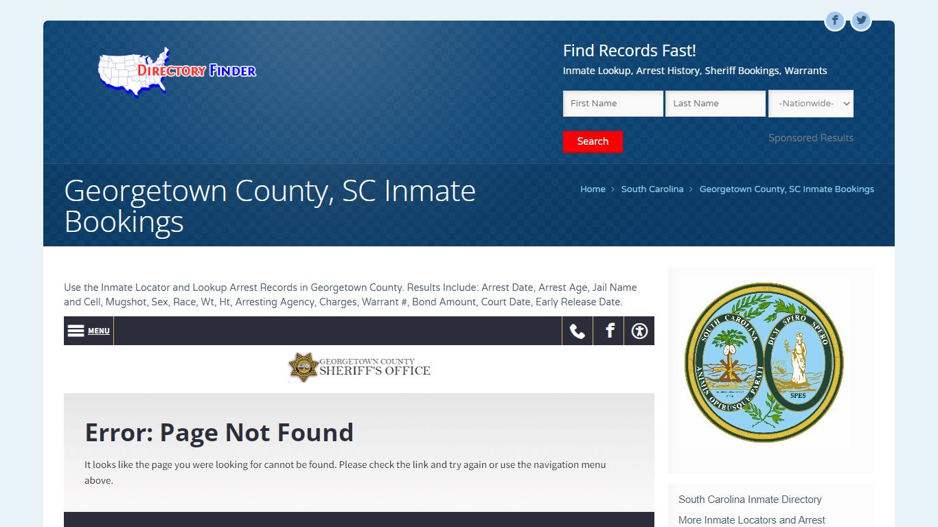 Georgetown County, SC Inmate Bookings | People Lookup