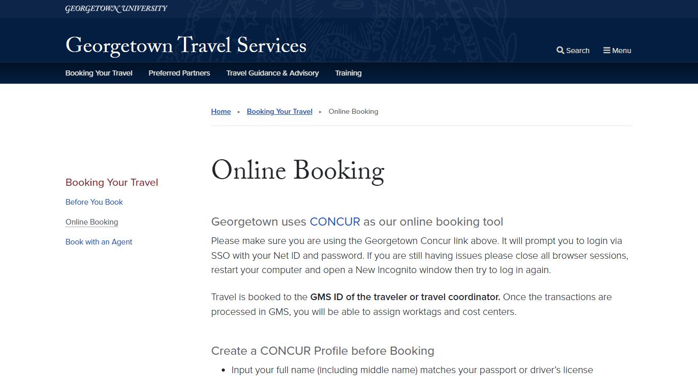 Online Booking - Georgetown Travel Services